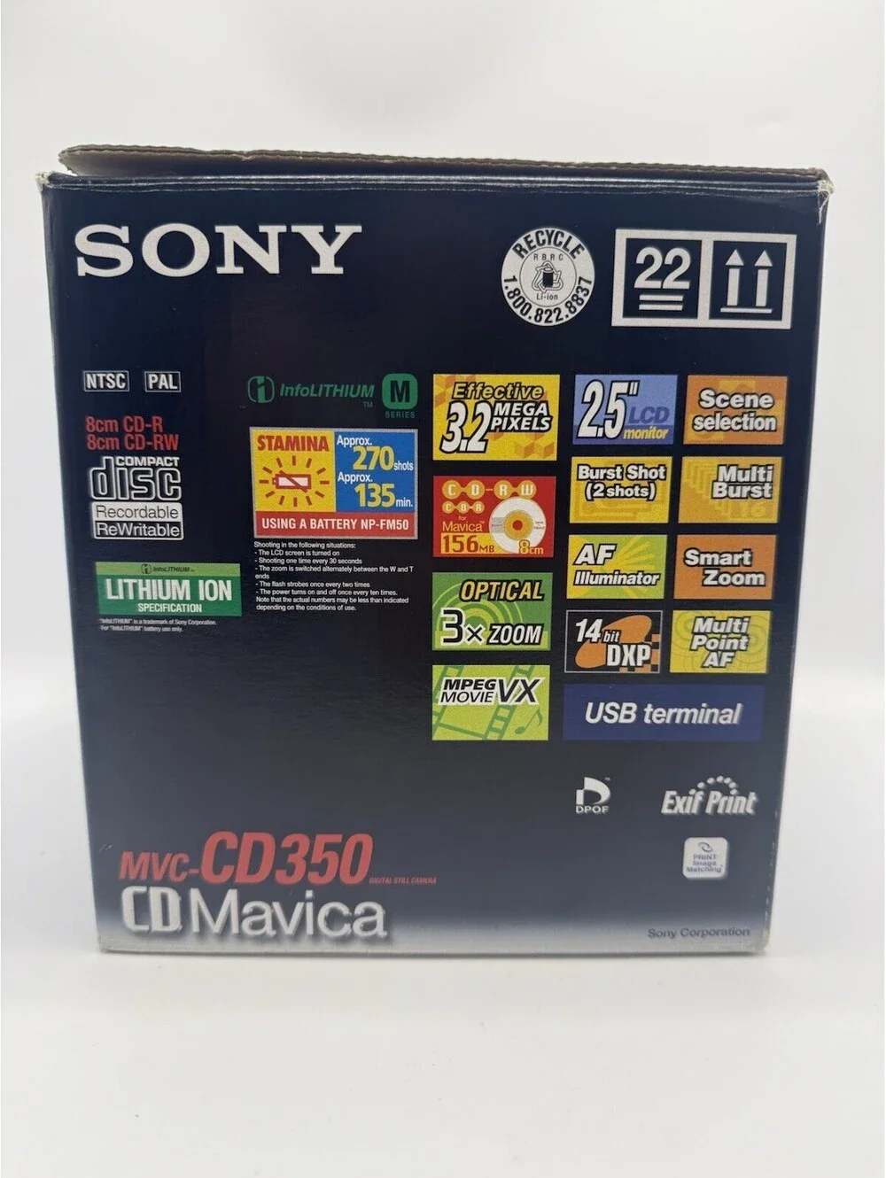Sony Mavica MVC-CD350 3.2MP Digital Camera Untested No Charger
